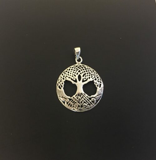 Vikingevedhæng i sølv - Livets træ Yggdrasil med keltisk flet - lille