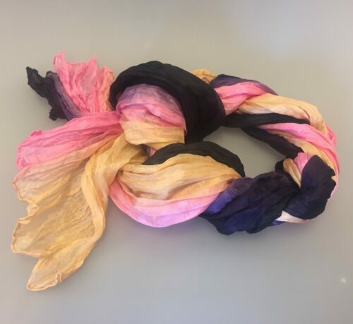 Twistet silketørklæde 1664 - Rosa/creme/lilla, Twistet silketørklæde - Rosa/creme/lilla (model 1664) 254
