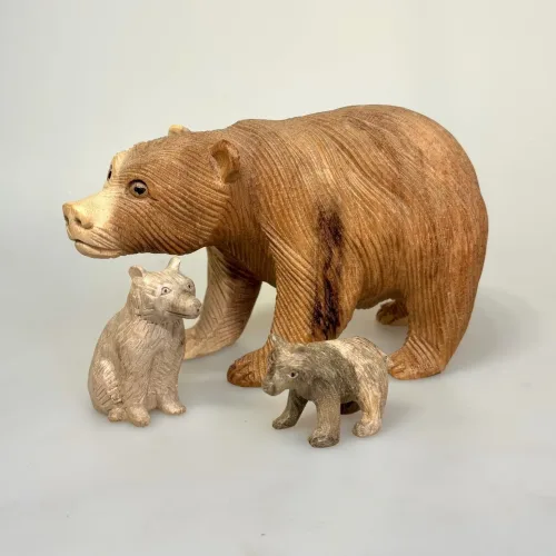 Bjørn - Håndskåret Træ - Lille, Bjørn - håndskåret træ - stor, B-WM, brun bjørn, ursus, bamsefar, bjørnen bjørn, guldlok og de tre bjørne, ursus arctos, ursidae