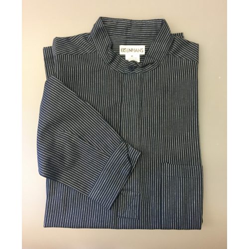 Bondeskjorte i bomuld - Mørkeblå pinstribe (stof 591), voksen