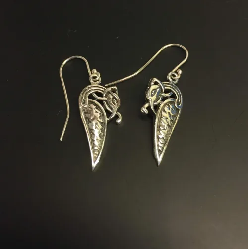 Vikingeøreringe i sølv - Slange dråbeformet