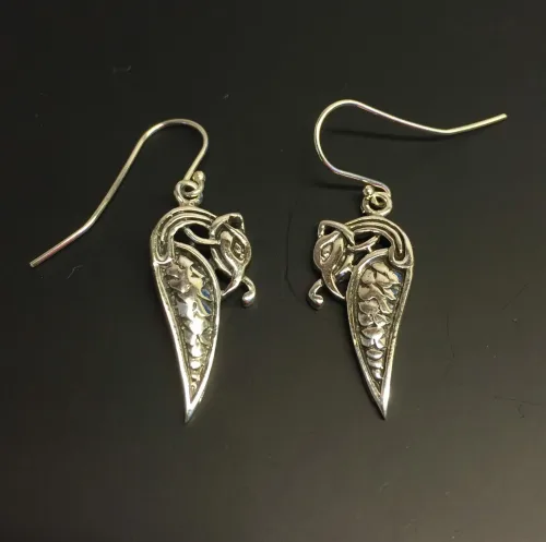 Vikingeøreringe i sølv - Slange dråbeformet