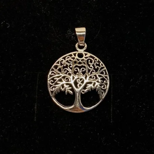 Vikinge Vedhæng sølv - Livets træ Yggdrasil filigran løv, vikingesmykker, vikingsmykker, livstræet, ask, ygdrasil, yggdrassil, asatro, sølvvedhæng, sølvsmykke, kædevedhæng, freja, nordisk mytologi, asgård, udgård, midgård, museumssmykker, museums smykker, kopi smykker, fund, kopier af fund, ribe, biti,