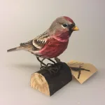 Naturens fugle - Wildlife garden - håndskåret af træ - Gråsisken, fugl, træfugl, fugl af træ, håndsnittet, fugle i farver, danmarks fauna