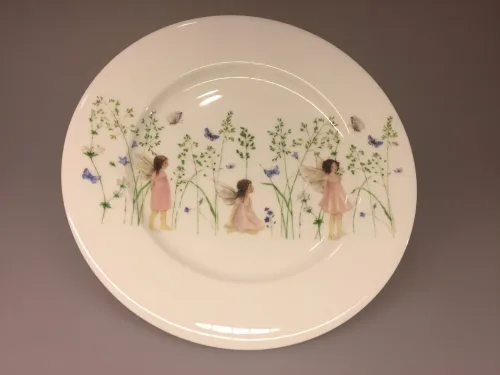 Tallerken - Ben Porcelæn - Alfer og sommerfugle, alfetallerken, porcelæn, dåbsgave, barnedåb, børneservice, børnetallerken