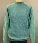 Harley of Scotland - Lambswool Pullover Uni Tofarvet, turkis, blå, blågrøn, sporty, herremodel, herrestrik, herresweater, uldtrøje, uldpullover, pullover, striktrøje, strik, trøje, let, lun, tynd, lang, damestrik, biti, speciel, skotsk