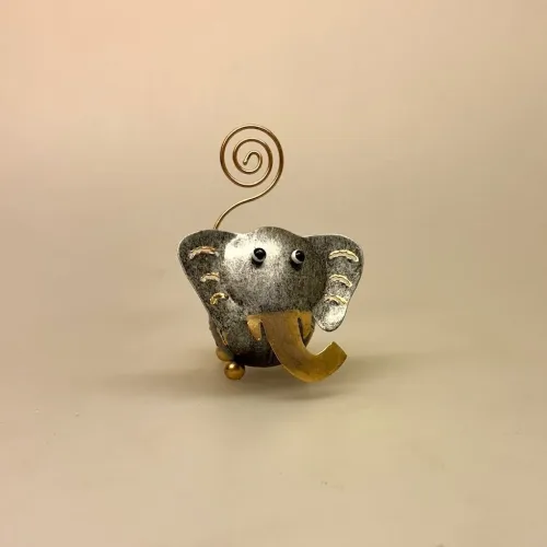 Metal Figur - Elefant Sølvgrå, Memo holder metal - Sølvgrå elefant, metalelefant, metalfigur, elefantfigur, huskeklemme, pengegave, penge i gave, fotoholder, ting med elefanter, elefantting, klemme, notesholder, noter