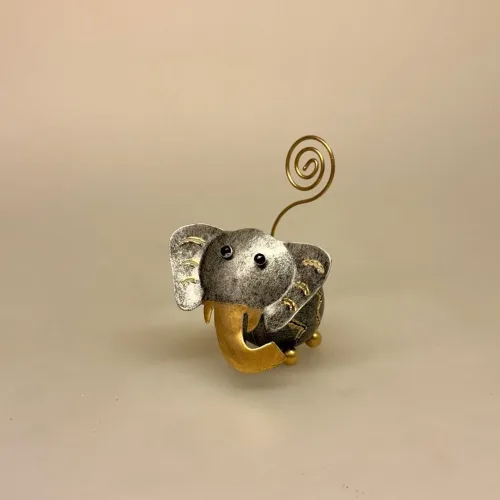 Metal Figur - Elefant Sølvgrå, Memo holder metal - Sølvgrå elefant, metalelefant, metalfigur, elefantfigur, huskeklemme, pengegave, penge i gave, fotoholder, ting med elefanter, elefantting, klemme, notesholder, noter