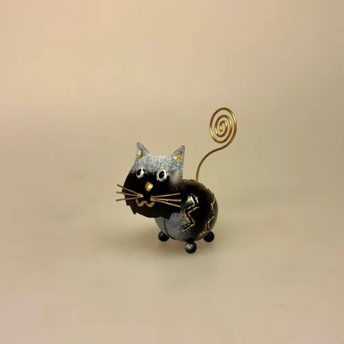 Metal Figur - Kat Sort, Memo Holder Metal - Sort Kat, , mini, kortholder, metalkat, kat, kattefigur, gave, gavedie, sangskjuler, menukort, pengegave, symbolsk, katteting, katteejer, tak, passe, gavekort, personlig, ting med katte, lille, håndlavet, metaldyr, metalkat, biti, ribe