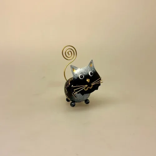 Metal Figur - Kat Sort, Memo Holder Metal - Sort Kat, , mini, kortholder, metalkat, kat, kattefigur, gave, gavedie, sangskjuler, menukort, pengegave, symbolsk, katteting, katteejer, tak, passe, gavekort, personlig, ting med katte, lille, håndlavet, metaldyr, metalkat, biti, ribe