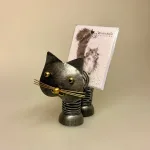 Metalfigur - Sort kat fjeder, M74S, sølvbryllup, bryllupsgave, metalkat, kattefigur, kat, missekat, mis, sort kat, penge, pengegave, penge i gave, memo, noter, ting med katte, katteting, biti, ribe, Metalfigur - Kobber Kat fjeder, kobber, kat, kattefigur, kat af metal, metalkat, metaldyr, kunst, kunståndværk, unika, håndlavet, håndarbejde, smedet, finurlig, sjove, pengegave, ide til pengegave, ide til penge, penge i gave, holder til penge, memo, memoholder, mis, missekat, lille kat, catlover, ting med katte, katteting