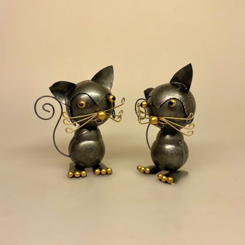 Metalfigur - Sort Kat Jessi, M74, kuglekat, knurhår, kat til penge, pengekat, metalkat, metalfigur, kattefigur, ting med katte, katteting, ting til penge, penge i gave, gaveidé, studentergave, bryllupsgave, kunsthåndværk, håndlavet, kunst, mis, missekatte,