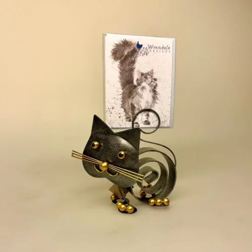 Metalfigur - Sort kat nelly, spiral, M74T, metalkat, kattefigur, kat, missekat, mis, sort kat, penge, pengegave, penge i gave, memo, noter, ting med katte, katteting, biti, ribe