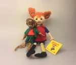 Pippi Langstrømpe og hr. Nelsson, krammedukker, krammedyr, stofdukke, pippidukke, abe, astrid lindgren, svensk, sverige, eventyr, historie, børneting, sovedyr, legetøj, nostalgisk, hr. nilson, her kommer pippi, kludedukke,