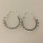 Creol øreringe i sølv Ø 22 mm bøjle med fint mønster, Ø 22 mm Creol øreringe sølv - bøjle med fint mønster, bøjlecreol, creoler, øreringe, ørenringe, hoops, boho, hippie, style, sterling sølv, sølv, ringe, loops, store, mellemstore, maanesten, flotte, billige, kvalitet,