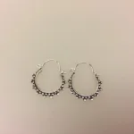 Ø 17 mm Creol øreringe sølv - bøjle med fint mønster, hoops, loops, runde, øreringe, ringe, ørenringe, bali, boho, hippie, stylish, cool, ægte, sølv, sterling sølv, billige, lave priser, kvalitet, små, specielle, mønster, maanesten