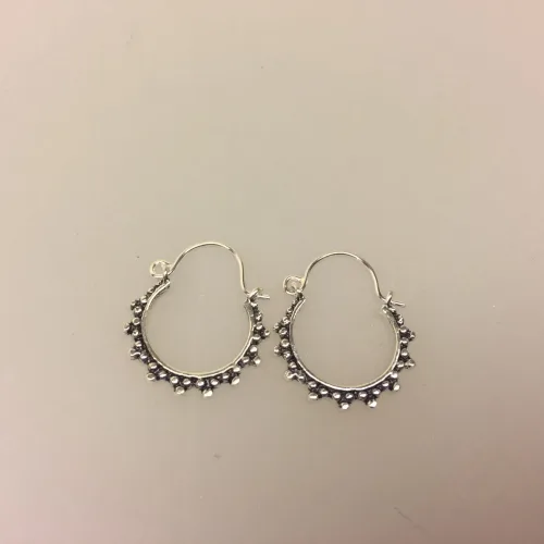 Ø 17 mm Creol øreringe sølv - bøjle med fint mønster, hoops, loops, runde, øreringe, ringe, ørenringe, bali, boho, hippie, stylish, cool, ægte, sølv, sterling sølv, billige, lave priser, kvalitet, små, specielle, mønster, maanesten