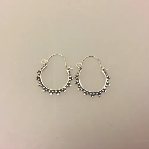 Creoler i sølv Ø 17 mm bøjle med fint mønster, Ø 17 mm Creol øreringe sølv - bøjle med fint mønster, hoops, loops, runde, øreringe, ringe, ørenringe, bali, boho, hippie, stylish, cool, ægte, sølv, sterling sølv, billige, lave priser, kvalitet, små, specielle, mønster, maanesten