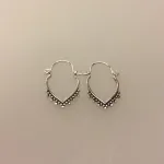 Ø 12 mm Creol øreringe sølv - hjertebøjle med fint mønster, Creol øreringe sølv - bøjle med fint mønster, hoops, loops, runde, øreringe, ringe, ørenringe, bali, boho, hippie, stylish, cool, ægte, sølv, sterling sølv, billige, lave priser, kvalitet, små, specielle, mønster, maanesten