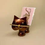 Metalfigur - Kobber Kat fjeder, M74C, kobber, kat, kattefigur, kat af metal, metalkat, metaldyr, kunst, kunståndværk, unika, håndlavet, håndarbejde, smedet, finurlig, sjove, pengegave, ide til pengegave, ide til penge, penge i gave, holder til penge, memo, memoholder, mis, missekat, lille kat, catlover, ting med katte, katteting, kobberbryllup