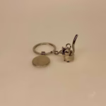 Nøglering - kat blank med mønt til indkøbsvogn, kattenøglering, katteting, ting med katte, nøglering, mønt, polet, til indkøbsvognen, design, gaveide, catlovers, katteejer, sølv, cool,