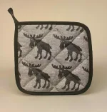 Vævet Grydelap - Bomuld & Hør - Elge Sort, Grydelap (1) - vævet bomuld/hør - Elge sort/grå , elge, elg, elgsdyr, moose, elk, grydelap, grydelapper, elgegrydelap, ting med elge, elgting, elgeting, køkken, tekstiler, sverige, svensk, design, nordisk, hør, bomuld, natur, stilrent, stiligt, klassisk, sort