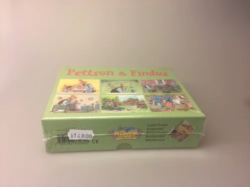 Findus og Pedersen Klodspuslespil , findus, petterson, pettson, klodser, klodspuslespil, klodspussel, klodspuzzel, billedklodser, spil, for de små. børnespil, børneting, fendus, findos, svensk, pandekagekage, bondegård, småland,