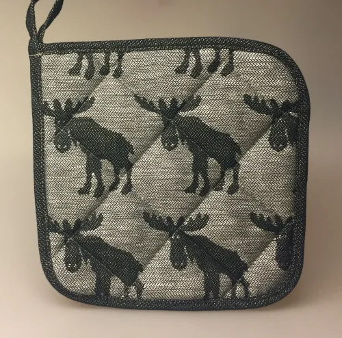 Vævet Grydelap - Bomuld & Hør - Elge Sort, Grydelap (1) - vævet bomuld/hør - Elge sort/grå , elge, elg, elgsdyr, moose, elk, grydelap, grydelapper, elgegrydelap, ting med elge, elgting, elgeting, køkken, tekstiler, sverige, svensk, design, nordisk, hør, bomuld, natur, stilrent, stiligt, klassisk, sort