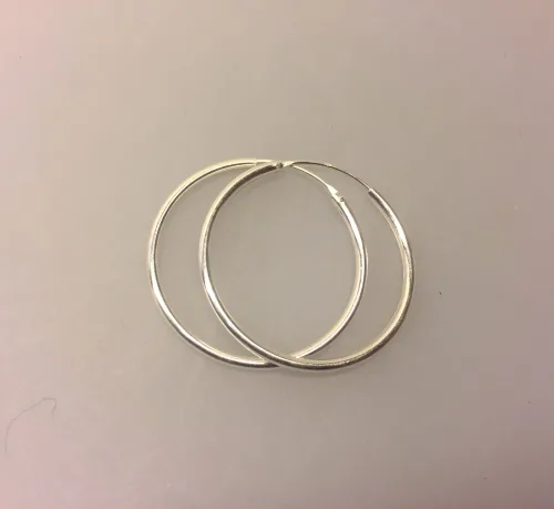 ,Creoler i sølv Ø 35 mm glatte hoops 2 mm mm, runde, ørenringe, øreringe, ringe, billige, ægte sølv, sterling sølv, kvalitet, smarte, biti, ribe