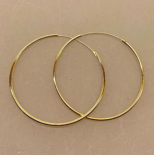Creoler - Ø 40 mm øreringe forgyldt sølv - glatte Hoops, loops, øreringe, runde, ringe, ørenringe, creol, creoler, creoler øreringe, ægte, guld, guldøreringe, guldhoops, guldbelagt, guldbelagte, forgyldt, forgyldte, gyldne, holdbare, billige, god kvalitet, smarte, store, tynde, cool, stine a, maanesten, corydon, pico,
