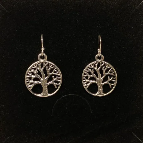 Vikingeøreringe i sølv - Livets træ Yggdrasil rund enkel, livstræ, livstræet, ask, ygdrasil, yggdrassil, , runde, yndige, feminine, lette, ægte, sølv, øreringe, ørenringe, smukke, kvalitet, specielle, vikinger, vikingesmykker, biti, ribe, freja, ydun, idun,