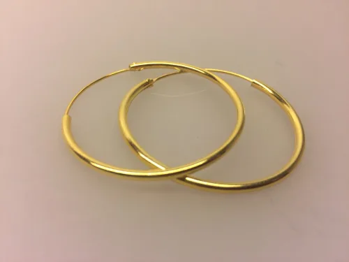 Creoler - Ø 35 mm - øreringe forgyldt sølv - glatte hoops, øreringe, ørenringe, guld, ægte, gyldne, guldøreringe, runde, hoops, loops, ørenringe, ringe, store, forgyldte, guldbelagte, billige, kvalitet, flotte, moderne, stine a, maanesten