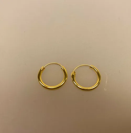 Creoler - Ø 14 mm øreringe forgyldt sølv - glatte Hoops, ægte, guld, guldøreringe, forgyldte, gudbelagte, tykke, små, runde, ringe, stine a, billige, maanesten, tilbud