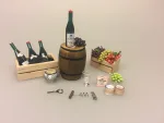 Miniature Kasse med vindruer, vindruer, druer, drueklase, vindrueklase, kasse med druer, vin, mini, dukkehus, dukketing, dukkehusting, ting til dukkehuset, sættekasse, sætterkasse, sættekasseting, amagerhylde, købmandsbutik, legemad, grønt, kasse, trækasse, biti, ribe, tønde, vintønde, proptrækker, oplukker, ost, vinflaske, rødvin, Miniature Kasse med rødvin, rødvinsflasker, rødvin, vinkasse, trækasse, vingave, gavekort, vinbar, dukkehusting, dukkehus, miniaturer, mini, 1:12, sættekasse, sætterkasse, ting til, dukkemad, legemad, mad til, biti, ribe