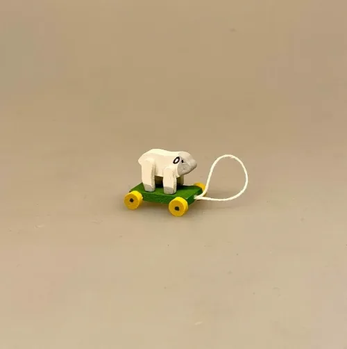 Miniature Trækdyr lam, Miniature Trækdyr , snor, trædyr, dukkehus, legetøj, dukkehusting, miniaturer, mini, biti, ribe, nisserne, nissedør, nissehus, nissebo,