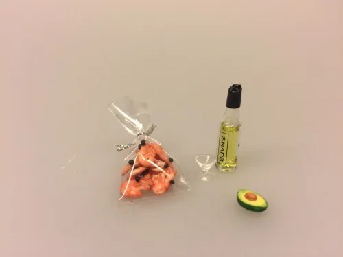Miniature Snaps i glasflaske, snaps, snapseflaske, akvavit, livets vand, ildvand, mini, 1:12, dukkehus, biti, ribe