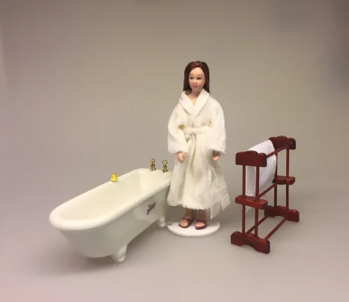 Miniature Badekar i porcelæn, badeværelse, dukkehus, dukkehustilbehør, dukkehusting, 1:12, porcelæn, bad, gå glad i bad, karbad, miniaturer, miniature, kar, dukkehusting, biti, ribe