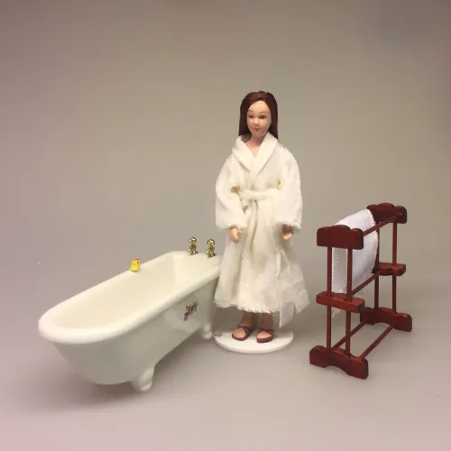 Miniature Badekar i porcelæn, badeværelse, dukkehus, dukkehustilbehør, dukkehusting, 1:12, porcelæn, bad, gå glad i bad, karbad, miniaturer, miniature, kar, dukkehusting, biti, ribe