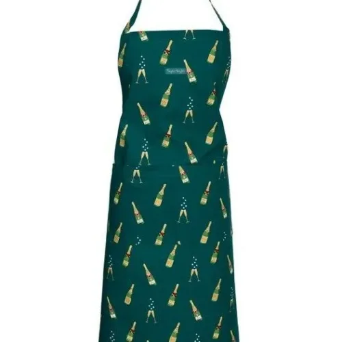 Forklæde i Bomuld med tryk - Unisex - Champagne, champagnesabel, poppe, Viskestykke Bomuld med tryk - Champagne, fest, nytår, bobler, champagne, prosecco, moet, sect, fizz and bobles, allport, ting med champagne, et glas, champagnefløjter, det skal fejres, lad propperne springe, elegant, lækkert, kvalitet, værtindegave, biti, ribe, elegance