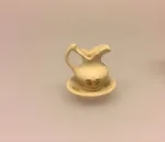 Miniature Servantesæt Terrakotta med Rosa Deko, potte og servante, etagevask, vask, servante, servantesæt, servantebord, vaskemøbel, potte, natpotte, nisser, nissebo, nissedr, nissehus, nisse tilbehør, ting til, nisserne, dukkehuset, dukkehus, dukkehusting, dukkehustilbehør, dukkemøbler, møbler, teracotta, terracotta, ler, yndigt, nostalgisk, upstairs downstairs, downtown abbey, biti, ribe