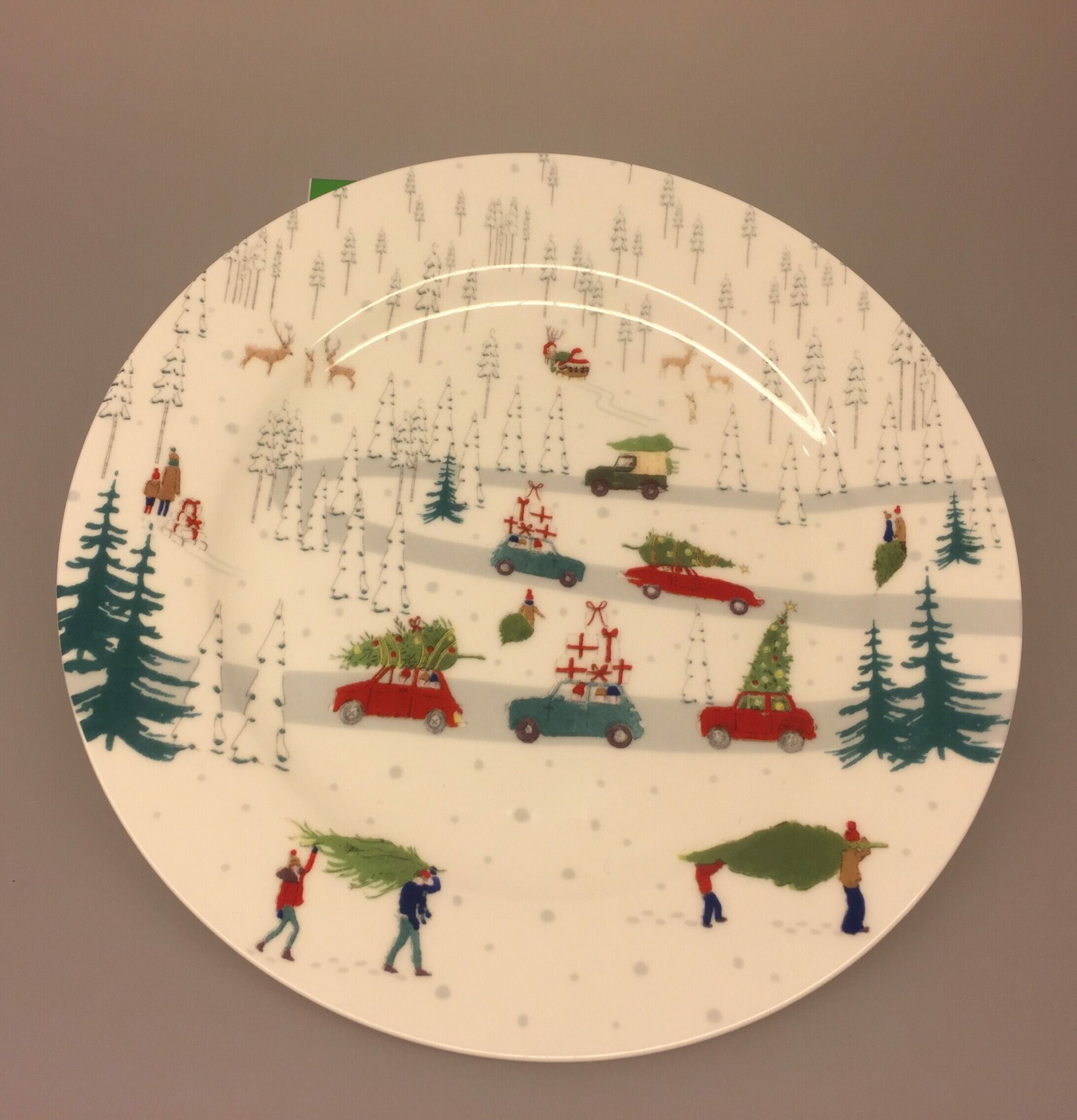 Tallerken - Ben Porcelæn - Driving home for Christmas, juletallerken, julemotiv, juleservice, til børn
