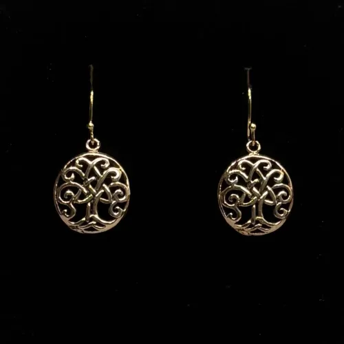 Vikinge Ørehængere i bronze - Livets træ Yggdrasil keltisk, bronze, øreringe, ørehængere, yggdrasil, livets træ, livstræ, vikingesmykker, museumssmykker, museums, kopismykker, fund, smykker, asatro, aser, gyldne, symetrisk, flotte, kvalitet, runde, ovale, kvalitet, biti, ribe
