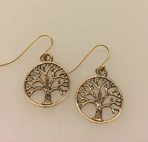 Vikinge Ørehængere i bronze - Livets træ Yggdrasil rundt, Vikinge Ørehængere i bronze - Livets træ, bronze, øreringe, ørehængere, yggdrasil, livets træ, livstræ, vikingesmykker, museumssmykker, museums, kopismykker, fund, smykker, asatro, aser, gyldne, symetrisk, flotte, kvalitet, runde, kvalitet, biti, ribe
