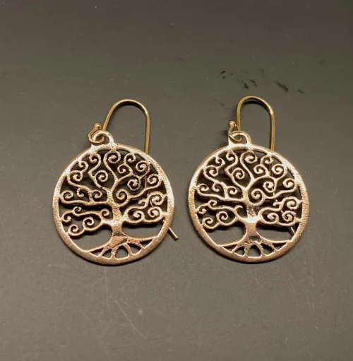 Ørehængere i bronze - Yggdrasil Krummelurer, Vikinge Ørehængere i bronze - Livets træ Yggdrasil krummelurer, Vikinge Ørehængere i bronze - Livets træ Yggdrasil rundt, Vikinge Ørehængere i bronze - Livets træ, bronze, øreringe, ørehængere, yggdrasil, livets træ, livstræ, vikingesmykker, museumssmykker, museums, kopismykker, fund, smykker, asatro, aser, gyldne, symetrisk, flotte, kvalitet, runde, kvalitet, biti, ribe