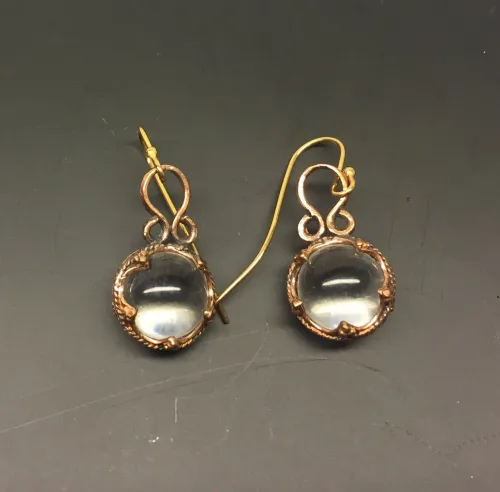 Ørehængere Bronze - Gotlandsk krystal 12 mm