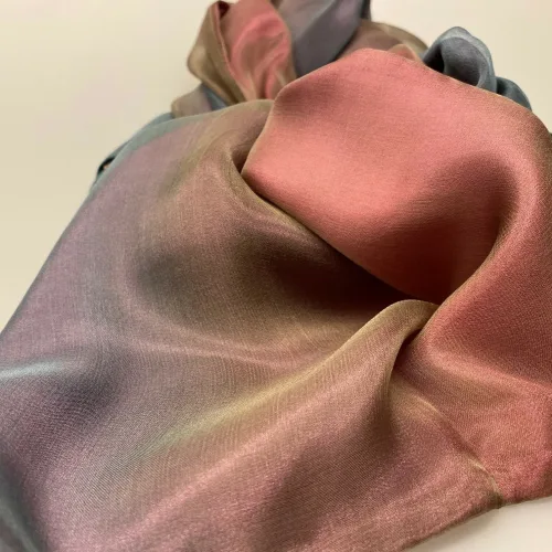 Tørklæde 7627 - 3 lag Silke Grå Rosa Siv