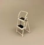 Miniature Trappestige hvid, stige, køkkenstige, miniature, miniaturer, foldbar, stige, dukkehus, til dukkehuset, 1:12, lille