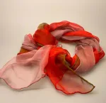 1158-167, Silkechiffon 1163 XL - Rød/Rosa/Grøn, rosa, silke, ren silke, silketørklæde, silkechiffon, let, stort, volumen, sjal, stola, fest, festtøj, elegant, kvalitet, flot, kor, gave, gaveide, rund fødselsdag, biti, ribe