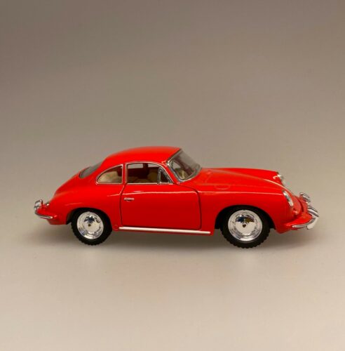 Metal Modelbil Porsche - Rød, modelbil, rød porche, lille bil, legetøj, legetøjsbil, model, biti, ribe, racerbil, kørekort, gave, symbolsk
