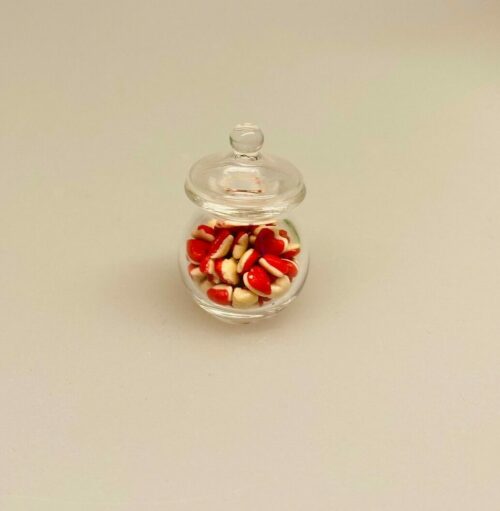 Miniature Glas med Hjerteslik, vingummi, vingummier, skum,